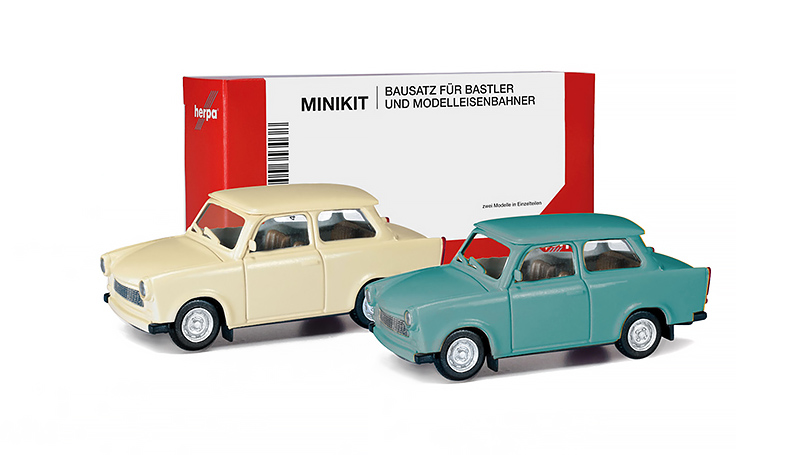 Minikit 2x Trabant 601 Limousine 1:87 - Herpa stavebnice sada 2ks