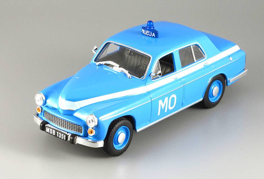 Warszawa 223 MO milicja 1:43 - Policejní auta časopis s modelem