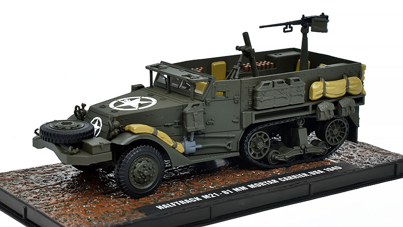 HalfTrack M21-81 MM Mortar Carrier USA 1945 - 1:43 Atlas časopis s modelem